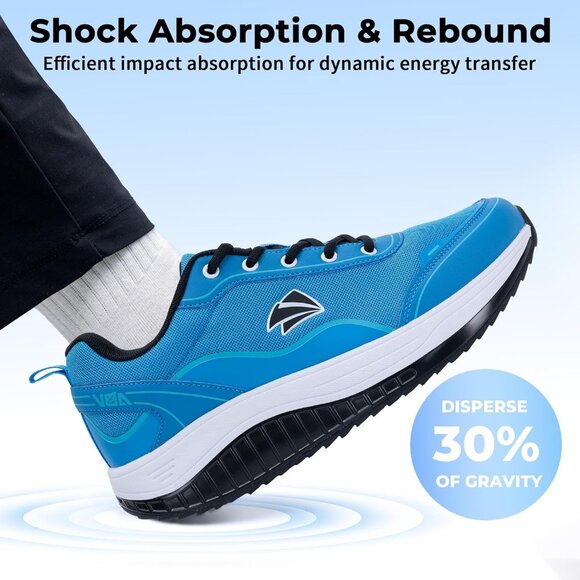 Men's Blue Walking Shoes Arch Support Plantar Wide Tennis Sneakers